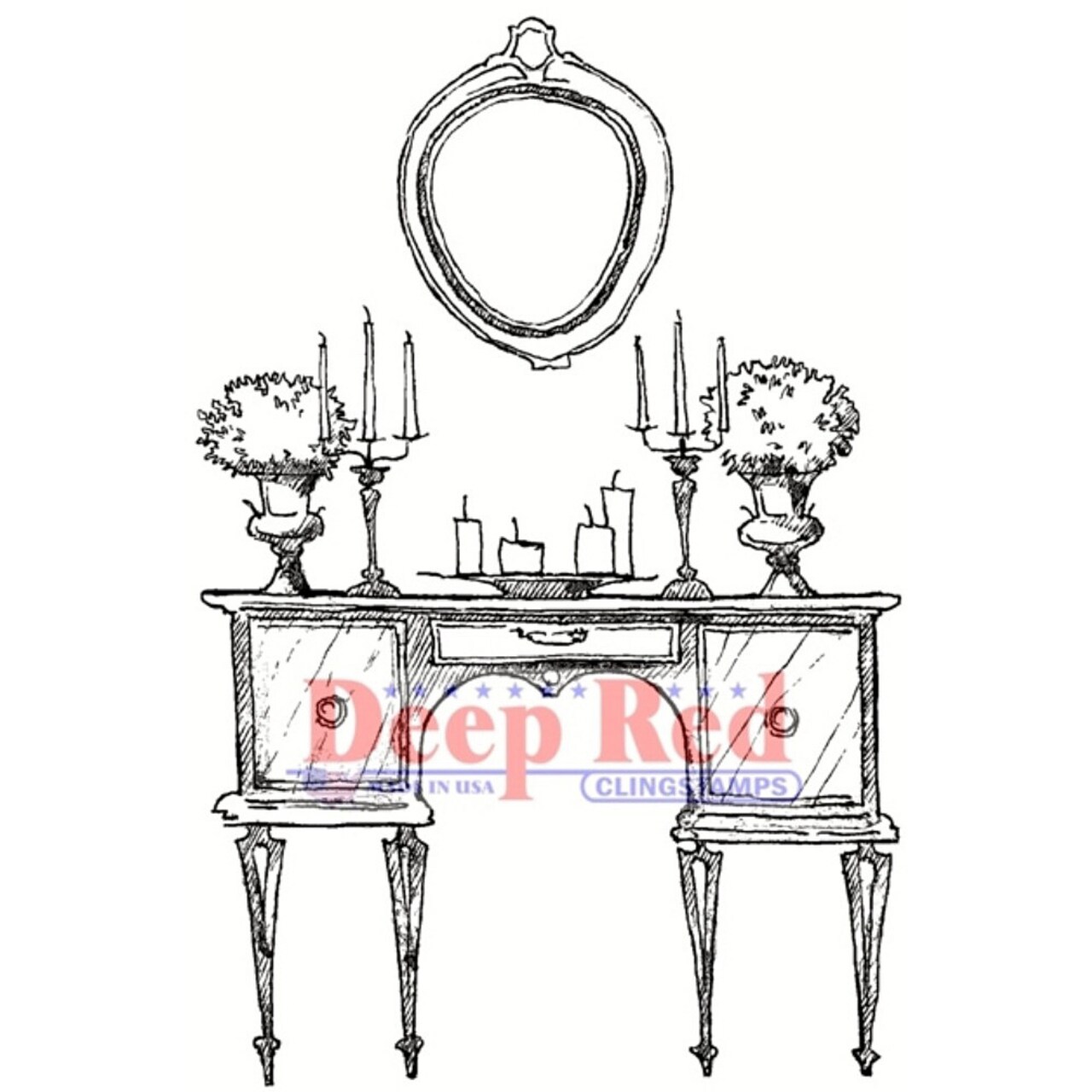 Deep Red Stamps Antique Dressing Table Rubber Stamp 3 x 2 inches
